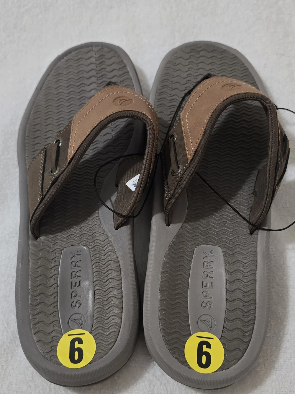Sperry Brown Leather Flip Flops Men's 9